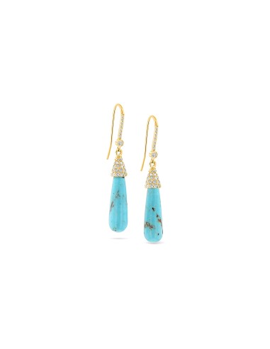 14k Kingman Turquoise Teardrop Earrings on Diamond French Hooks "One of a Kind" Comment ça marche