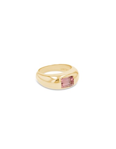 14k Yellow Gold and Pink Tourmaline Thin Bombé Ring "One of a Kind" Faites des économies