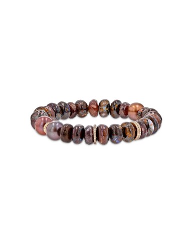 14k Brown Mix Beaded Bracelet with Diamond Rondelles chez Cornerstreet bien 