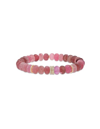 14k Pink Tourmaline Bracelet with 5 Diamond Rondelles - 8mm du meilleur 