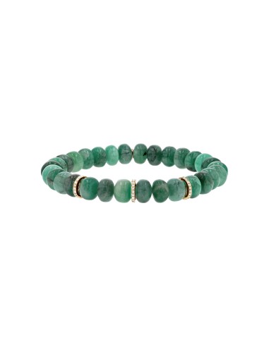 14k Emerald Beaded Bracelet with Diamond Rondelles - 8mm la colonne vertébrale