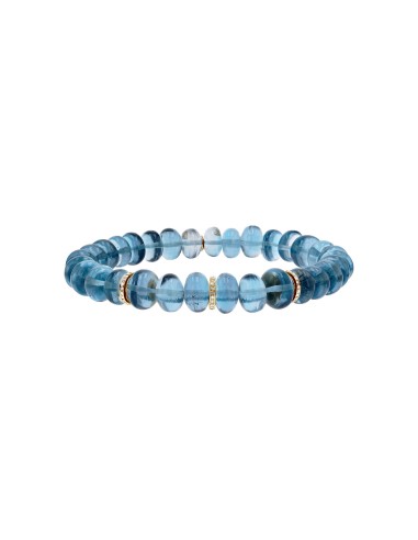 14k London Blue Topaz Beaded Bracelet with Diamond Rondelles - 9mm de l' environnement