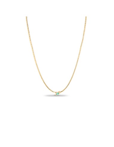 14k Snake Chain Necklace with Emerald Setting - 16 ½" Amélioration de cerveau avec