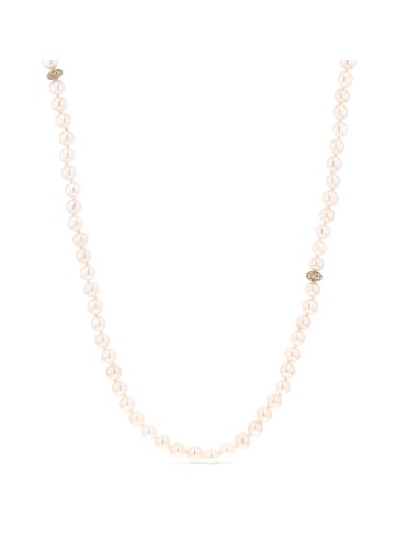 14k Freshwater Pearl Knotted Necklace with Diamond Donuts - 34" pas chere