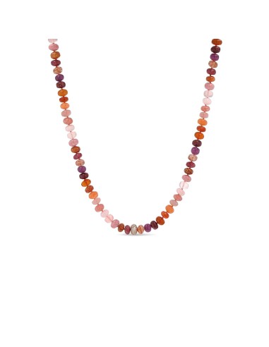 14K Sunset Mix Gemstone Knotted Necklace with Diamond Donut -15" Jusqu'à 80% De Réduction