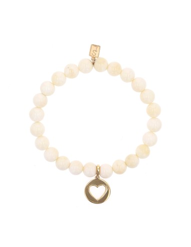 14k Bone Bracelet with Open Heart Charm - 8mm meilleur choix