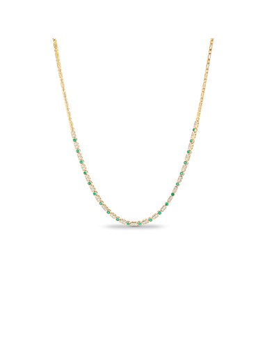 14k Diamond and Emerald Tennis Necklace - 16" offre 