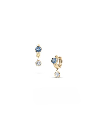 14K Topaz Bezel on Huggie Hoop with Topaz Circle Drop Earrings En savoir plus