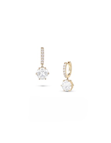 14K White Topaz Drop on Diamond Huggie Earrings "One of a Kind" Toutes les collections ici