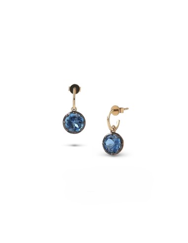 14k London Blue Topaz Drops on Huggie Earrings en linge