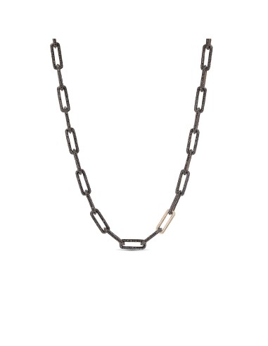 14k Black Diamond Link Necklace with 14k White Diamond Link - 18" Pour