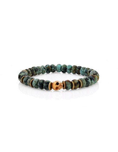 Mr. LOWE Men's African Turquoise with Carved Skull Bead - 8mm le des métaux précieux