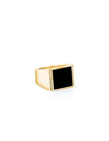 Mr. LOWE Men's Square Onyx with Diamond Side Borders Ring plus qu'un jeu 