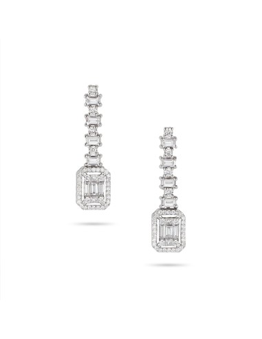 Emerald Cut Illusion Diamonds Earring pas cheres