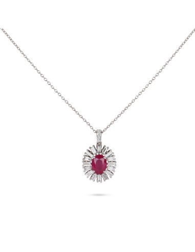 Ruby & Baguette Frame Diamond Necklace Comparez plus de prix