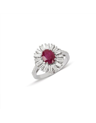 Baguette Frame Ruby Diamond Ring les ctes