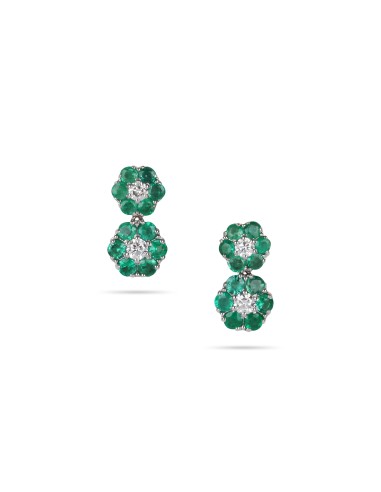 Emerald Floral Diamond Drop Earrings En savoir plus