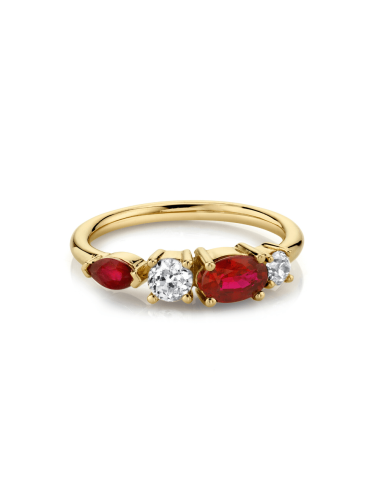 Rubies & White Diamond Cluster Ring shop