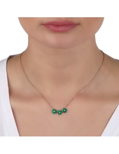 Green Clover Diamond Necklace pas cher