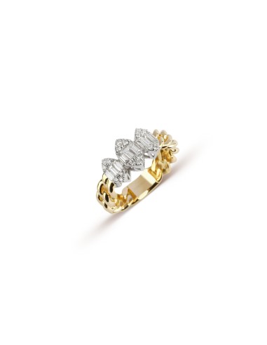 Cuban Chain Trio Illusion Diamond Ring la chaussure