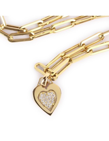 Long Chain Necklace With Diamond Heart Charm 50% de réduction en Octobre 2024