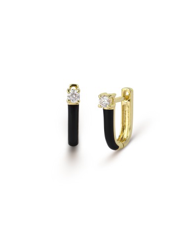 Enamel & Diamond Huggie Earrings pas cher chine