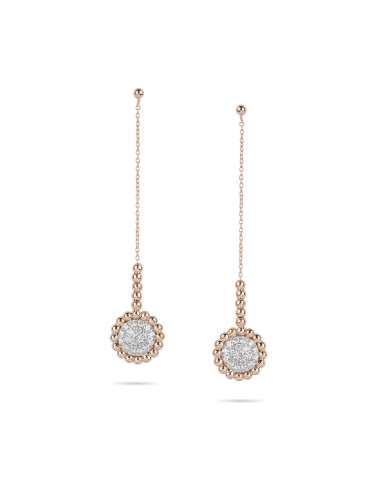 Rose Gold Beaded & Diamond Drop Earrings de la marque