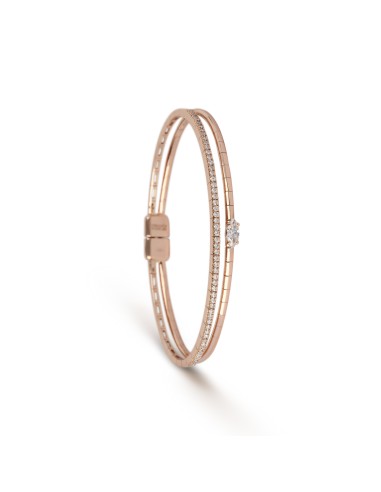 Rose Gold Double Band Diamond Cuff solde