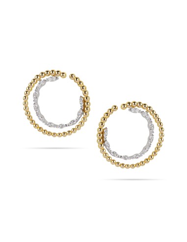 Diamond Beaded Hoop Earrings de pas cher