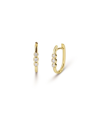 Small Yellow Gold Diamond Huggie Earrings Economisez 