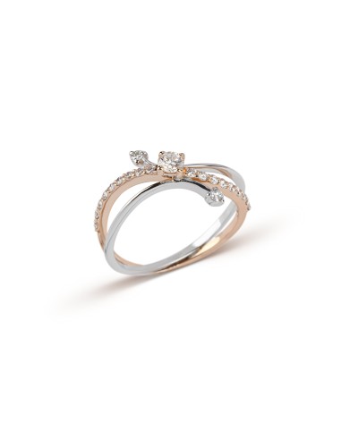 Two-Tone Diamond Band Ring de pas cher