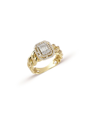 Double Frame Cuban Chain Diamond Ring la livraison gratuite