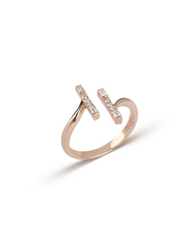 Rose Gold Parallel Diamond Ring Livraison rapide