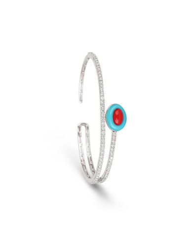 Turquoise, Coral, & Diamond Cuff Paris Déstockage Promo