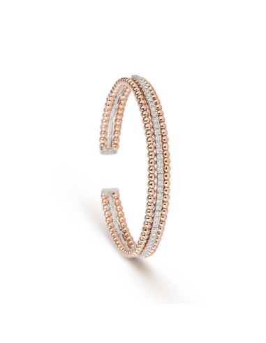 Triple Layer Yellow Gold & Diamond Cuff rembourrage situé sous