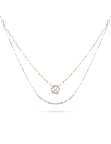 Double Chain Diamond Pendant Necklace 2023