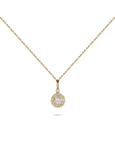 Baguette Frame Flower Diamond Necklace pas cheres