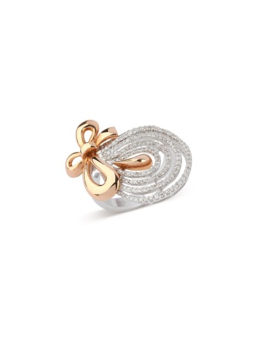 Rose Gold Ribbon & Diamonds Ring brillant des détails fins