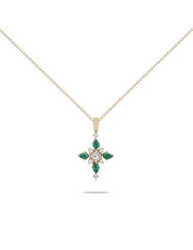 Crossed Emeralds & Diamonds Necklace Economisez 