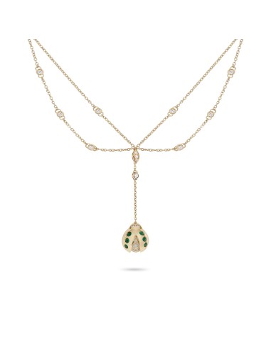 Lady Bug Diamond & Emerald Yellow Gold Chain Necklace de la marque