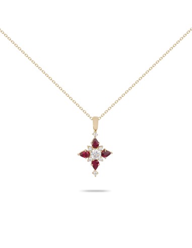 Ruby & Diamond Yellow Gold Necklace france