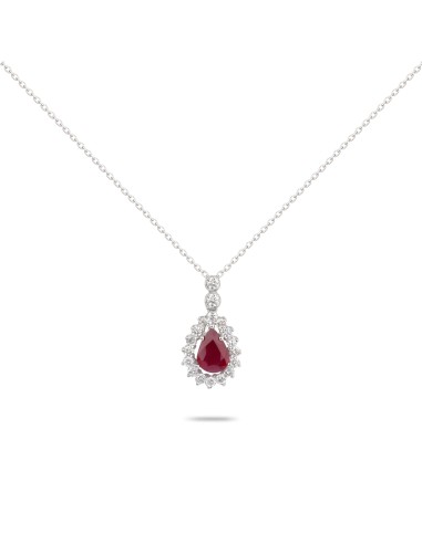 Framed Ruby & Diamond White Gold Necklace hantent personnes